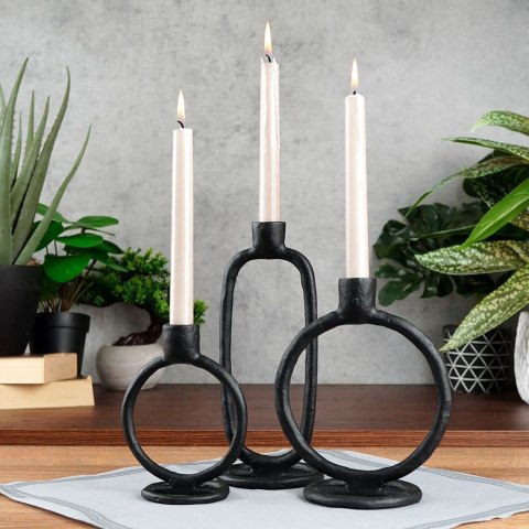 Świecznik aluminiowy czarny 19cm HOME STYLING COLLECTION 569533