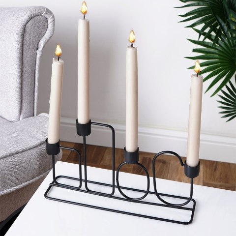 Świecznik metalowy czarny na 4 świeczki 27x7x16cm HOME STYLING COLLECTION 569785