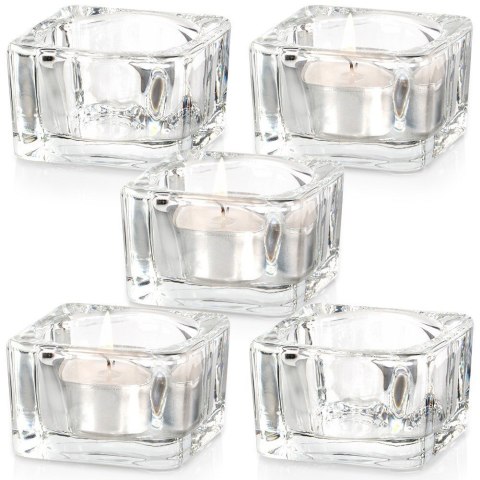 Świecznik szklany na świeczki tealight 5cm 5 sztuk VILDE 568097