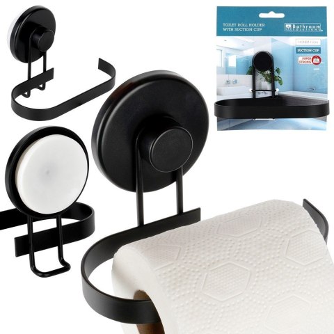 Uchwyt wieszak na papier toaletowy metalowy czarny na przyssawkę BATHROOM SOLUTIONS 567011