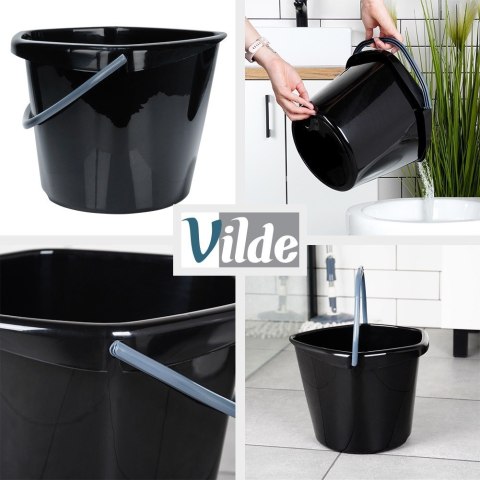 Wiadro plastikowe czarne 10L VILDE 779084