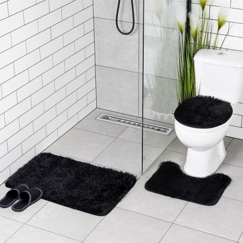 Zestaw dywaników łazienkowych do łazienki czarny 3-ele VILDE 567037
