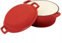 Garnek 2w1 żeliwny emaliowany 26cm 4.8L+1.2L Czerwony KRISBERG KS-7713