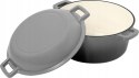 Garnek 2w1 żeliwny emaliowany 26cm 4.8L+1.2L Szary KRISBERG KS-7724
