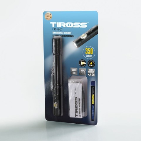 Latarka LED USB akumulatorowa na akumulator TIROSS TS-1907