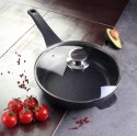 Patelnia głęboka z pokrywką marmurowa 24cm na gaz INDUKCJA nieprzywierająca TIROSS TS-1237