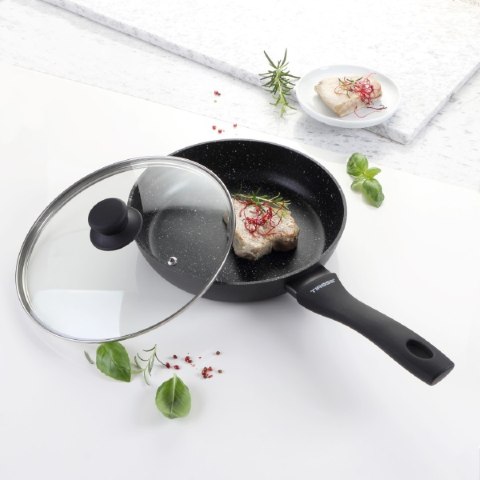 Patelnia granitowa do smażenia 24cm na indukcję nieprzywierająca z pokrywką TIROSS TS-2402P