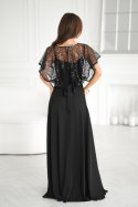 333-06 Elegancka Sukienka Na Ramiączkach Z Cekinowym Bolerkiem - czarny