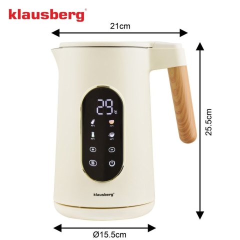 Czajnik elektryczny, 1,7L, LED dotykowy, regulacja temperatury, KLAUSBERG KB-9005