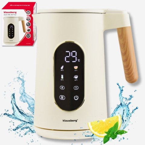 Czajnik elektryczny, 1,7L, LED dotykowy, regulacja temperatury, KLAUSBERG KB-9005