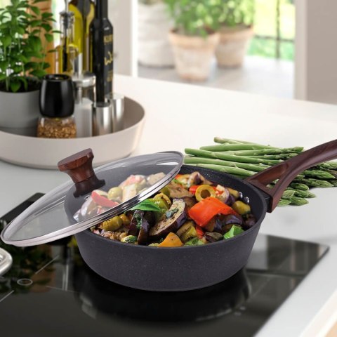 Głęboka patelnia z pokrywką nieprzywierająca indukcja gaz 24cm MAESTRO MR-1216-24