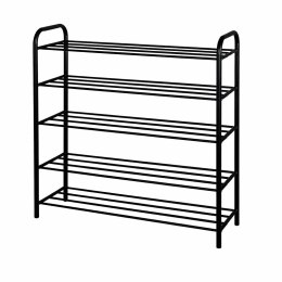 Metalowa półka na buty obuwie regał stojak 5 poziomowa czarna 79.5x91x26cm BRUNBESTE BB-3545