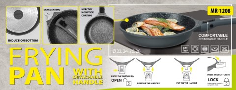 Patelnia ze zdejmowaną rączką granitowa na gaz indukcję 28cm MAESTRO MR-1208-28