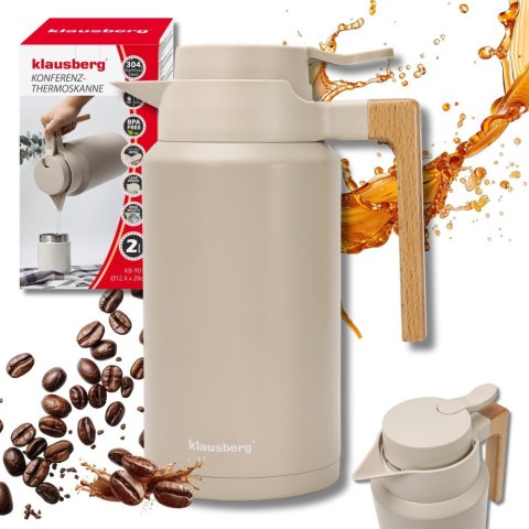 Termos konferencyjny, 2.0L, nierdzewna 304, BPA-Free, beżowy, KLAUSBERG KB-9014