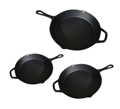 Zestaw 3 patelni żeliwnych 20 / 25 / 30cm indukcja ciężkie ROSSNER KL-1250