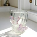 Szklanka ryflowana, z falowanymi ściankami, MOTYLKI fiolet 260 ml 1szt SZK162