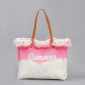 TORBA PLAŻOWA wakacyjna BOHO z frędzlami różowa ombre, na zakupy TP14R