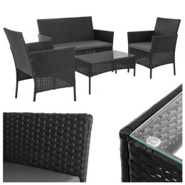 Meble ogrodowe rattanowe czarne Gardlov 26908