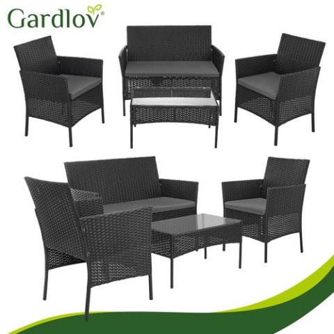 Meble ogrodowe rattanowe czarne Gardlov 26908