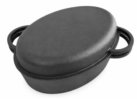 Brytfanna żeliwna z pokrywą grillową, 2w1, 6.4L, 34cm KRISBERG KS-7740
