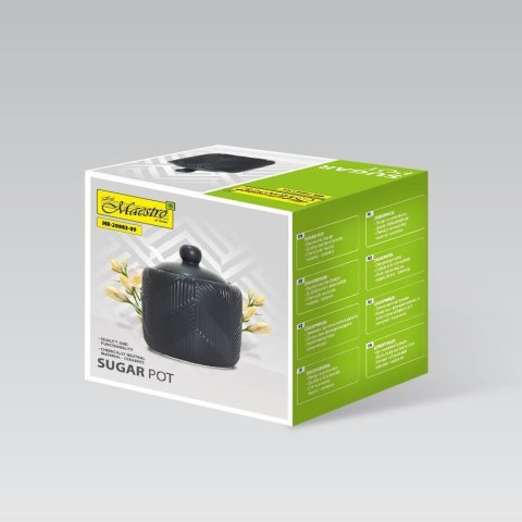 Cukiernica ceramiczna z łyżeczką cukierniczka pojemnik cukier Geometry Black MAESTRO MR-20003-09