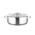 Garnek stalowy niski płaski z pokrywką na indukcję gaz 22cm 2.0L MAESTRO MR-3514-22