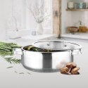 Garnek stalowy niski płaski z pokrywką na indukcję gaz 22cm 2.0L MAESTRO MR-3514-22