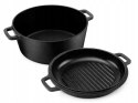 Garnek żeliwny z pokrywą grillową 2w1, 4.5L, 26cm, KRISBERG KS-7743
