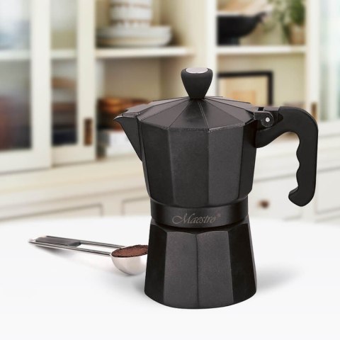 Kawiarka aluminiowa na gaz 3 filiżanki 150ml czarna MAESTRO MR-1666-3-BLACK