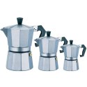 Kawiarka aluminiowa na gaz 3 filiżanki 150ml srebrna MAESTRO MR-1666-3