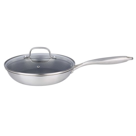 Patelnia stalowa z pokrywką indukcja NON-STICK plaster miodu 24CM BRUNBESTE BB-5554