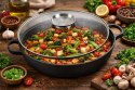 Patelnia żeliwna wok 35cm z pokrywą KRISBERG KS-7742
