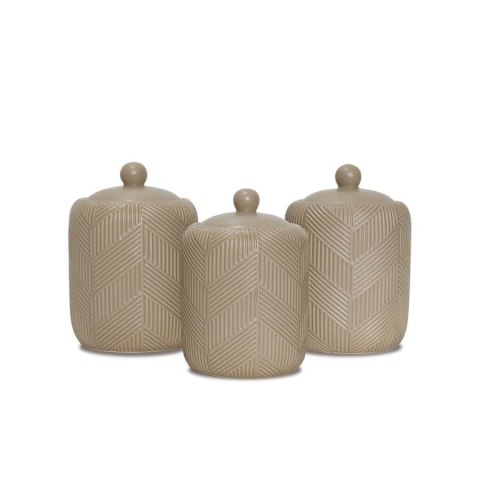 Zestaw 3 pojemników ceramicznych na kawę herbatę i cukier Geometry Beige MAESTRO MR-20004-03CS