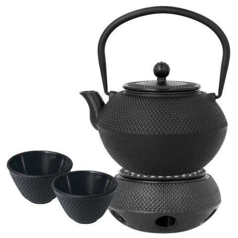 Zestaw zaparzacz żeliwny z podgrzewaczem i kubeczkami do herbaty 1.2L BRUNBESTE BB-2488