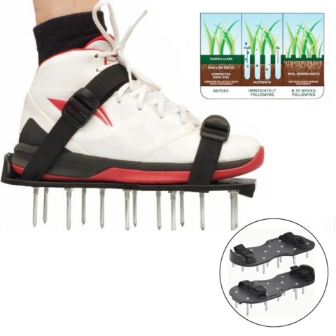 Aerator sandałowy z kolcami, wertykulator na buty, duzy, czarny AS03
