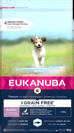 Eukanuba Puppy&Junior Small/Medium Grain Free Łosoś 3kg