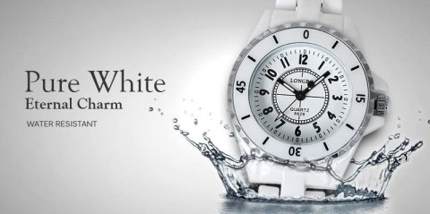 ZEGAREK DAMSKI LONGBO - white/gold (zx610a)