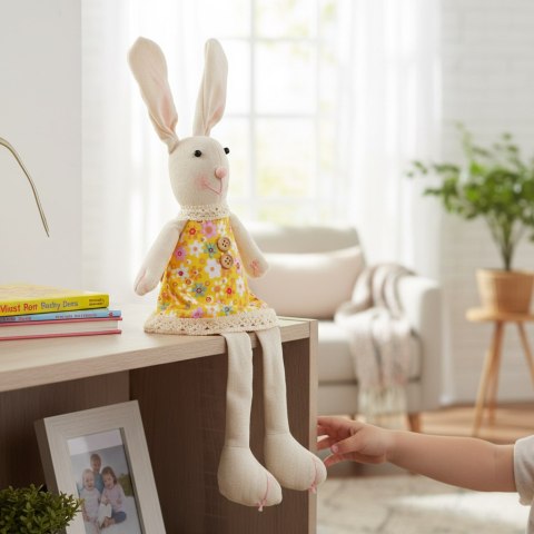 Zając siedzący Ozdoba Wielkanocna Figurka w żółtej sukience 40 cm
