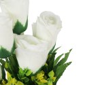 BUKIET 7 RÓŻ Z DODATKAMI sztuczne kwiaty do wazonu KOMPOZYCJA fioletowa 35 cm