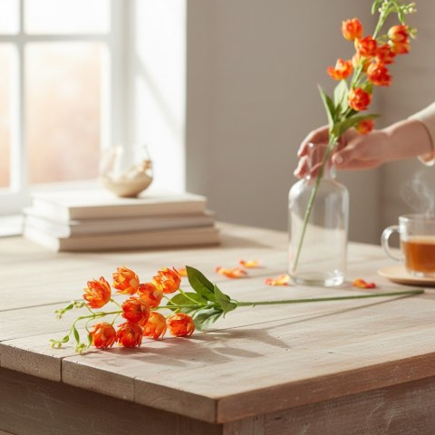 DZWONKI KWIAT SZTUCZNY do wazonu pomarańczowy 85 cm