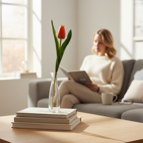 TULIPAN KWIAT SZTUCZNY do wazonu pomarańczowy 40 cm