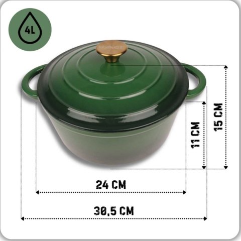 EMALIOWANY GARNEK ŻELIWNY 24cm 4L HAGE ZIELONY