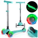 Hulajnoga trójkołowa dla dzieci balansowa świecąca w ciemności Ricokids Glow - turkusowa