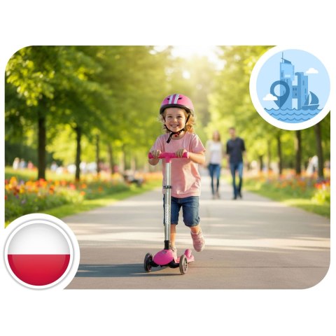 Hulajnoga trójkołowa dla dzieci balansowa świecąca w ciemności Ricokids Jelly - różowa