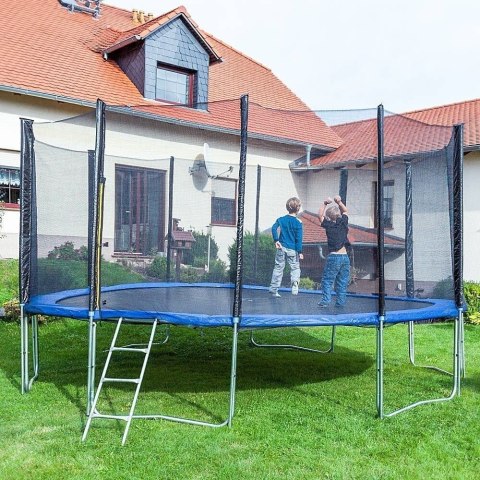 Trampolina ogrodowa 490 cm 16FT siatka drabinka 160 kg stabilna UV