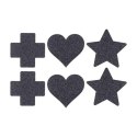 Nipple Cover Set - Cross Star Heart - Black