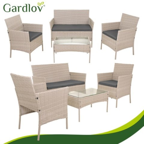 Meble ogrodowe rattanowe beżowe Gardlov 26909