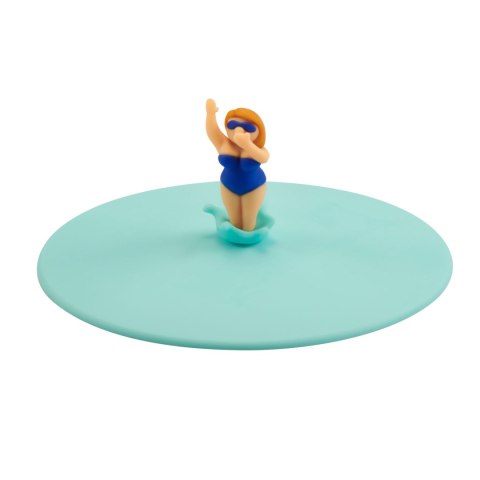 Pokrywka silikonowa z plażowiczem, Elena Elegant, śred. 10,5 cm, turkusowa