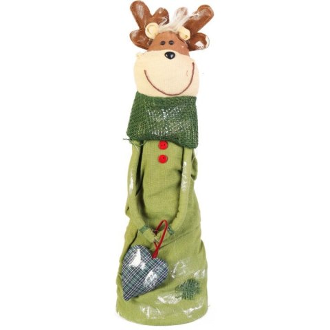 Renifer stojący wykonany z naturalnych materiałów w kolorze zielonym 44 cm