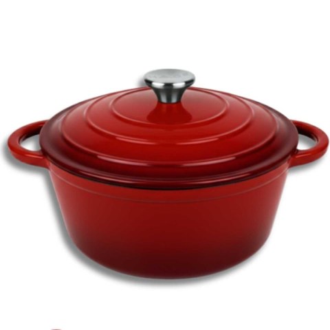 EMALIOWANY GARNEK ŻELIWNY 22cm 3L HAGE CZERWONY